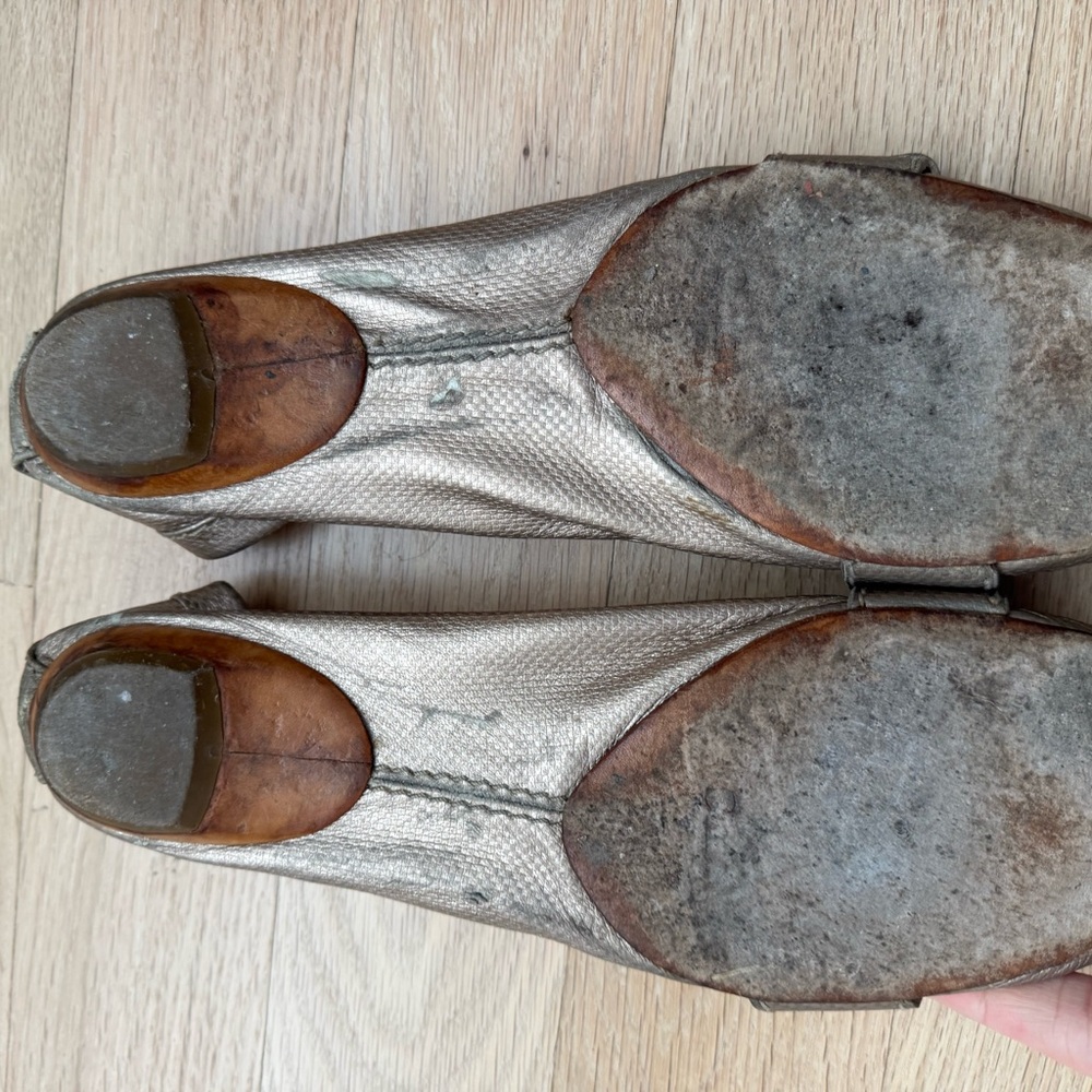 Chloe Metallic Pewter Leather Ballet Flats with Buckle - Picture 5 of 6